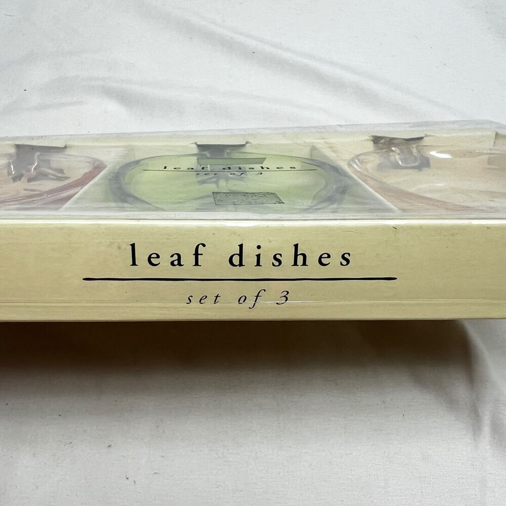 Pier 1 Leaf Dishes Trinket Green Pink Orange Candy Serving Table Decor - Picture 2 of 8